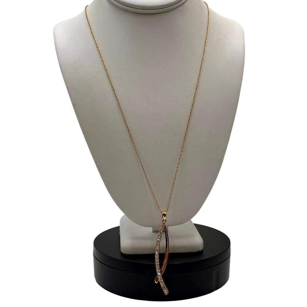 Touchstone Crystal by Swarovski Gold Plated Chain and Crystal Why‎ Not Pendant